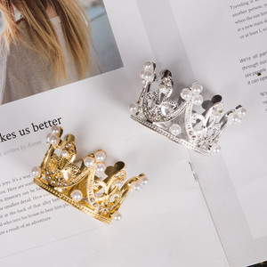 Mini Crown Cake Ornament Gold Silver Pearl Rhinestone Small Birthday Cake Topper Reusable Baking Accessory - Product Image 2