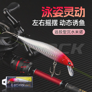 Señuelo Aohu Minnow de 12 cm, plateado y azul, realista, de hundimiento lento, para pesca de lubina, cebo de fondo. - Product Image 2