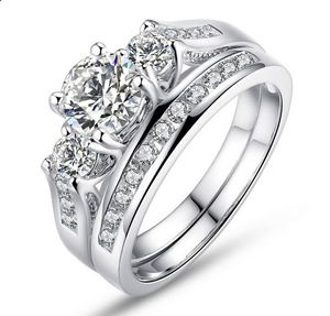 Valentine's Gift Luxury Full Zircon Heart Diamond <b>Couple</b> <b>Rings</b> for Women Men Wedding Engagement <b>Ring</b> Jewelry - Product Image 2