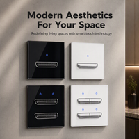 Interruptor de Pared Niva con Botón Pulsador, Diseño Moderno, Interruptores y Enchufes con Panel de Vidrio, Home Assistant, Estándar del Reino Unido