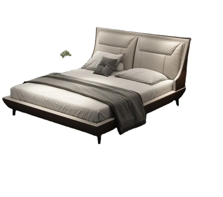 Nieuwe Model Donkergrijs Moderne Italiaanse Luxe Design Suite Minimalistische Koning Bed Hotel Slaapkamer Meubilair Set