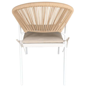 Mobilier de jardin empilable moderne en rotin PE corde d'osier chaises de salle à manger d'extérieur fauteuils pour cour d'hôtel - Product Image 5