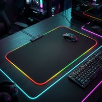 JEDEL MP-01RGB Tapis de souris de jeu lumineux en tissu non toxique, petit, neuf, imperméable, 350*250*3mm, câble tressé