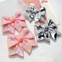 Breloques en résine en forme de nœud, électroplaquées, grand nœud rose argenté, décoration DIY pour coque de téléphone, chaussures