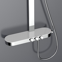 Ensemble de douche moderne et minimaliste en chrome, douche à effet pluie, pomme de douche murale de 11 pouces, étagère de rangement, salle de bain à trois fonctions
