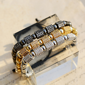 Bracelets de charme ajustables en macramé hexagonal transparent en zircon de luxe 3 couleurs pour hommes et femmes - Product Image 3
