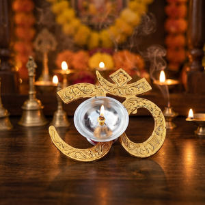 Om Diya Om Shape Crystal Singing Bowl Tibetan Meditation Bell Gift Display Item - Product Image 3