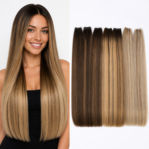 Extensions de cheveux Genius Weft, racine foncée, bronzé, invisibles, sans dégâts, toutes couleurs, sur mesure, 18-30 pouces, Remy, vente en gros - Product Image 1