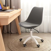 Chaise de bureau confortable, chaise d'ordinateur, chaise de coiffeuse réglable en hauteur pour chambre à coucher, design tulipe minimaliste, dossier pivotant