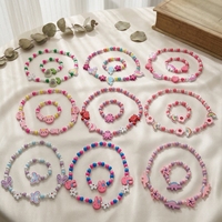 Nouvelle version coréenne : Ensemble de décoration DIY pour filles, collier et bracelet en bois avec pendentifs animaux, vente en gros directe d'usine