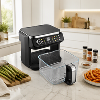 Friteuse à air avec fenêtre visible, écran tactile numérique, 5,5 L, 1500 W, sans huile, appareil de cuisson sain