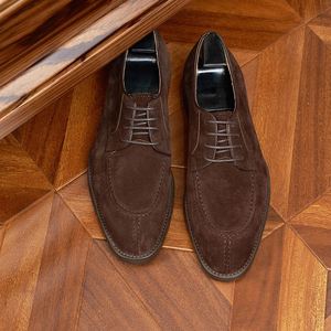 Zapatos Formales de Negocios Italianos, Estilo Derby con Cordones Cuadrados, de Gamuza, Hechos a Mano, Pulidos, Transpirables, Antideslizantes y Ligeros - Product Image 4