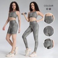 Ensemble de vêtements de yoga pour femmes, soutien-gorge de sport de haute qualité, leggings de sport taille haute à effet push-up, imprimé léopard, séchage rapide, respirant