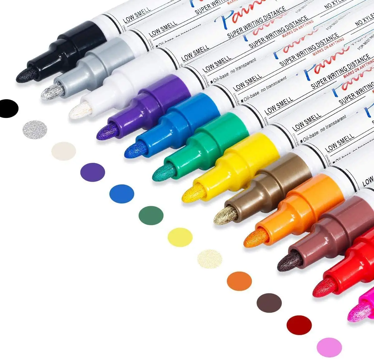 Canetas de tinta marcador nunca desaparece, secagem rápida e permanente com 18 cores à prova d'água e óleo para pintura em pedras