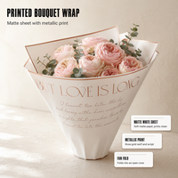 Kertas Pembungkus Bunga Putih Motif Korea untuk Buket, Kertas Pembungkus Florist, Toko Bunga, Pernikahan, Grosir, Cetak Logo Kustom