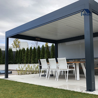 Pergola bioclimatique en aluminium personnalisée, imperméable, avec revêtement en poudre, toit à lames motorisé/manuel, pavillon solaire