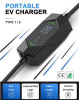 Chargeur EV portable Type 1 à courant réglable 3,5 kW 16 A avec écran LCD monophasé pour maison (EVSE)