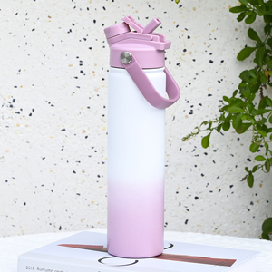Portable 25oz Insulated Water Bottle <b>Slim</b> Fit for Car and <b>Backpack</b> Stainless Steel Vacuum Flask with Straw Custom Logo - Product Image 1
