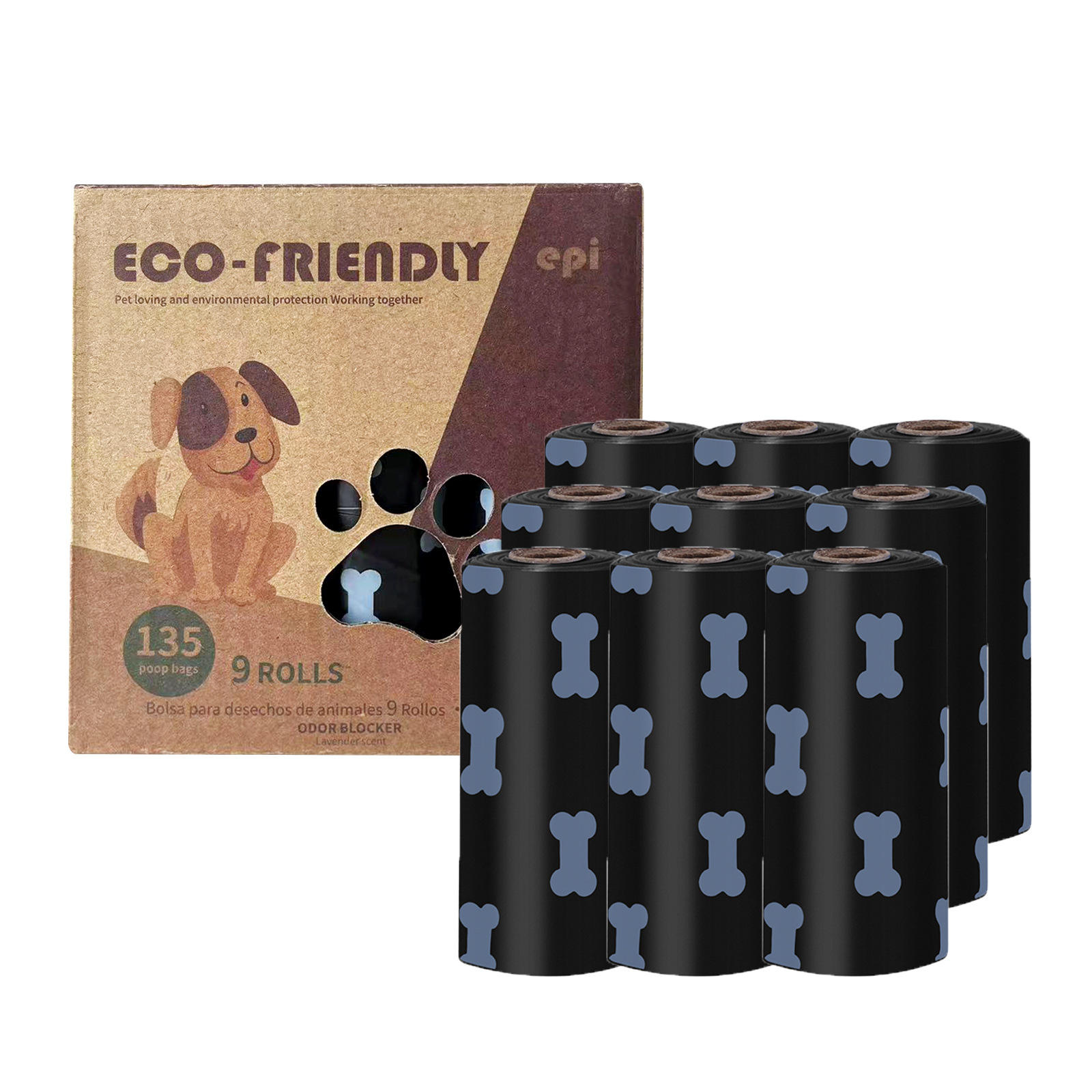 9 rolls (eco black/white bone, 1.5 silk, scented)