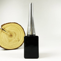 Flacon de vernis à ongles noir brillant en verre de 10 ml avec bouchon argenté et pinceau pour gel UV