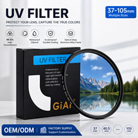 Filtre UV pour objectif d'appareil photo OEM ODM d'usine, 99,8 % de transmission élevée, 37-105 mm, verre optique, alliage d'aluminium, étanche, anti-rayures