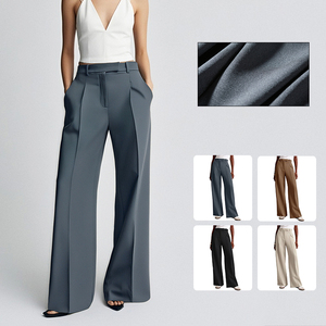 2025 <span class=keywords><strong>pantalon</strong></span> à jambes larges de couleur unie drapée en Europe et aux États-Unis <span class=keywords><strong>pantalon</strong></span> de costume d'affaires décontracté droit <span class=keywords><strong>pour</strong></span> femmes - Product Image 1