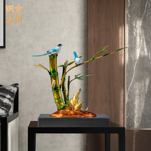 <b>Copper</b> And Gold Years Bamboo <b>Copper</b> Ornament With Birds <b>Table</b> Decor For Living Room Office Housewarming Gift - Product Image 5