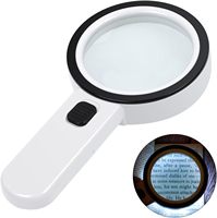 12 LED Lighted Handheld Magnifying Glass, Large Double Layer Glass Lens 3X Magnifier for Seniors Reading Coin Jewelry Close Work