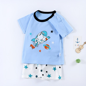 Ensemble <span class=keywords><strong>short</strong></span> et t-shirt pour garçons, été, pur coton, coquille souple, style d'Asie du Sud-Est, imprimé d'animaux de dessin animé, bébé Youyuan Bao - Product Image 4