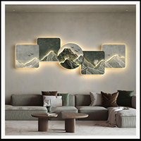 Décoration murale LED en cristal de montagne noir et gris, paysage panoramique à cinq panneaux pour salon, bureau, hôtel, intérieurs modernes