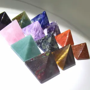 Pirâmide cristal natural rosa quartzo 40mm, cristal para cura