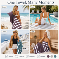 Grande serviette de plage à pompons, tissée douce, légère, utilisable comme paréo de bain, couverture de voyage, pour piscine, complexe hôtelier, pique-nique, vacances d'été et activités de plein air