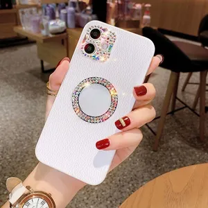 เคสโทรศัพท์หนังแท้กันตกสำหรับ Samsung S10 5g พร้อมตัวป้องกันกล้องแว่นตาและกรอบโทรศัพท์มือถือรูปเพชร