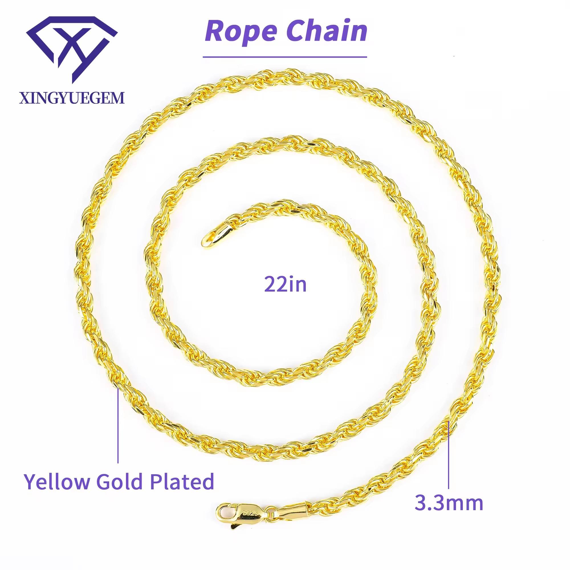 Gold 3.3mm 22in Rope Chain