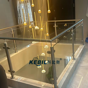 عمود درابزين دائري حديث من الفولاذ المقاوم للصدأ مع إضاءة LED وزجاج، مقاوم للصدأ والماء، للاستخدام الداخلي والخارجي في السلالم - Product Image 2