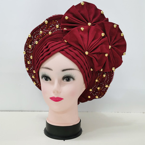 Turban en velours Aso Oke pour femmes, bonnet musulman, foulards islamiques, turban Aso Oke - Product Image 1