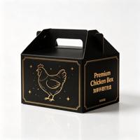 Boîte à poulet frit personnalisée, biodégradable, écologique, avec poignée et ventilation, en papier kraft, pour emballage alimentaire à emporter