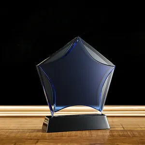 حار بيع الأزرق نجوم شكل فارغة تذكار جوائز كريستال ل الاختبار المنافسة التذكارات