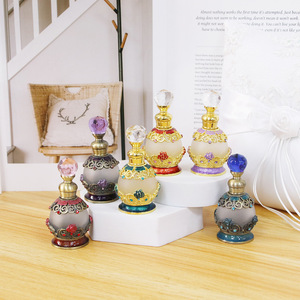 15ML Middle East Dubai style inlaid perfume empty <b>bottle</b> glass metal essential <b>oil</b> essence sub <b>bottle</b> - Product Image 5