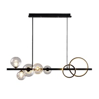 Lustre en verre sphérique multi-têtes au design créatif pour restaurant et bar, suspension originale pour café