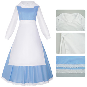 Costume de princesse Lolita Blue <span class=keywords><strong>Maid</strong></span> pour Halloween, ensemble de jeu de rôle de conte de fées (style femme adulte) - Product Image 4