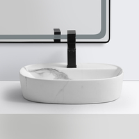 Lavabo Ovalado de Montaje Superior CE CUPC Europeo de 500mm, de Arcilla Refinada, con un Solo Orificio, Personalizado