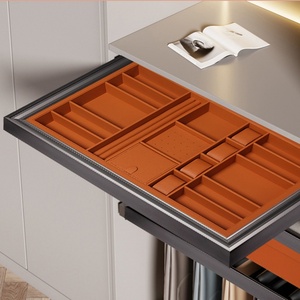 Organisateur de tiroir encastré <span class=keywords><strong>pour</strong></span> armoire, boîte à bijoux en cuir, porte-pantalons coulissant <span class=keywords><strong>pour</strong></span> <span class=keywords><strong>dressing</strong></span> et chambre à coucher - Product Image 6