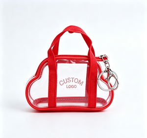 Mini Bolso Tote Transparente Resistente al Agua con Llavero y Estampado Personalizado, Adorno Decorativo para Mochila Diaria, Regalo para Fiestas - Product Image 1