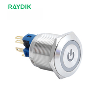 Sakelar Tombol Tekan AC 22Mm, LED Elektronik Tahan Air Tahan Ledakan Biasanya Tertutup Sesaat