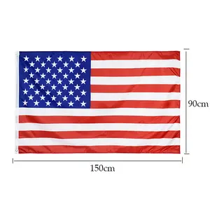 Auf Lager Schnelle Lieferung Benutzer definierte doppelseitige Digitaldruck Polyester Stoff 3x5 FT American Flags und Banner für Sporte reign isse