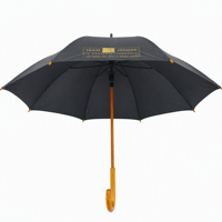 Parapluie droit de voyage compact haut de gamme de marque, avec ouverture automatique légère, manche en bois courbé et design premium