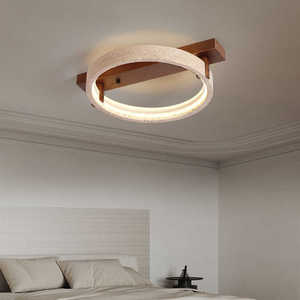 Lámpara de <span class=keywords><strong>Techo</strong></span> de Estilo Japonés para Dormitorio y Sala de Estar con Diseño de Travertino Amarillo, Lámpara LED Circular Creativa de Estilo Wabi-Sabi - Product Image 3