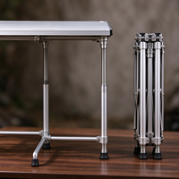 Table pliante tout-terrain, entièrement en aluminium, résistante à l'eau, pieds réglables en hauteur, portable, pour le camping en plein air, table de pique-nique