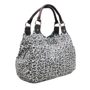Custom Color Good Quality Lady Polyester medium size Leopard print black branded bags female bags handbags for women luxury